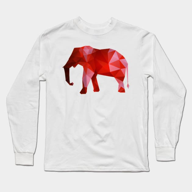 Red Elephant Polygon Long Sleeve T-Shirt by Shadowbyte91